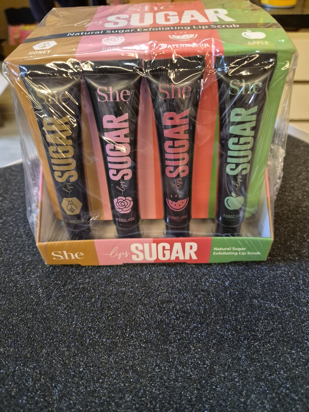 Sugar Exfoliating Lip Scrub Set - Honey,Rose,Watermelon,Apple